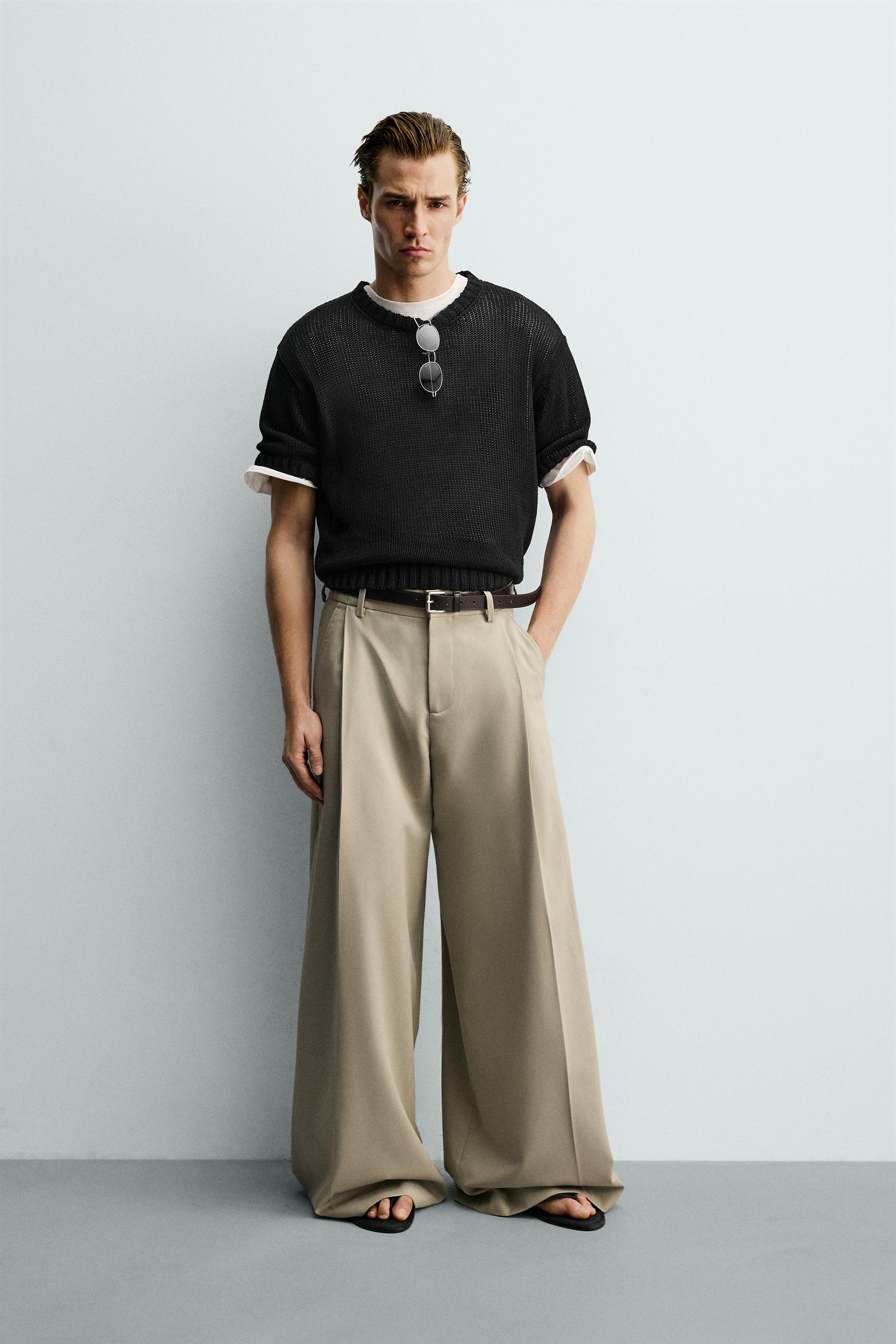 PANTALON COUPE LARGE À PLIS